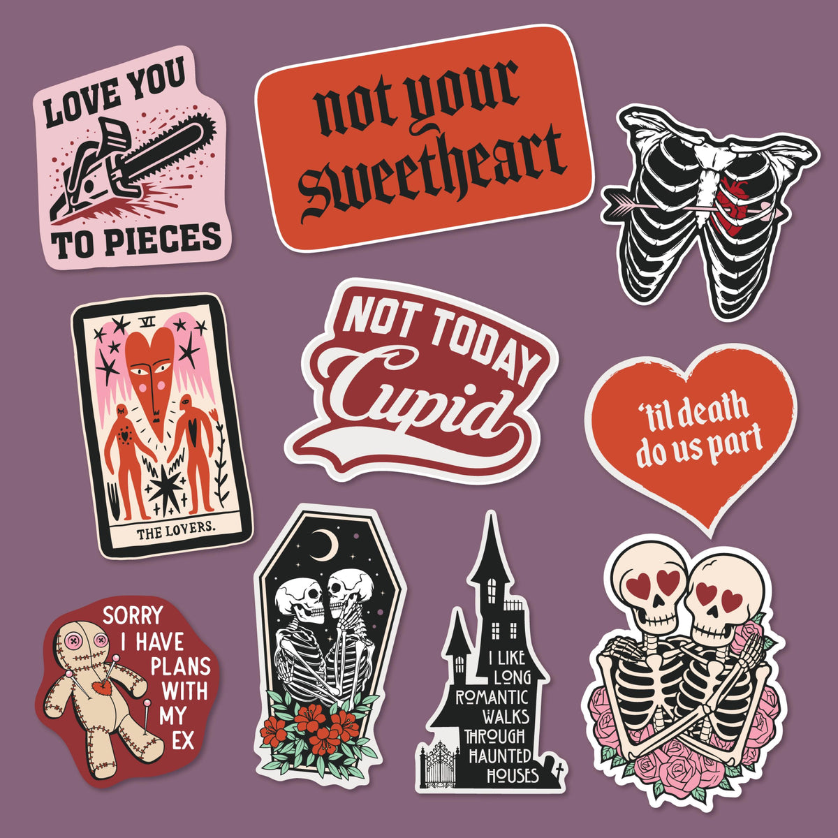 Funny Valentine39s Day Decals Pack 10 Dark Humor Stickers with Skeletons Large Stickers for Adults Funny Adhesives with Memes Dark Decal Graphic Tee – Easygoing Wear · Top Pick For Any Outfit