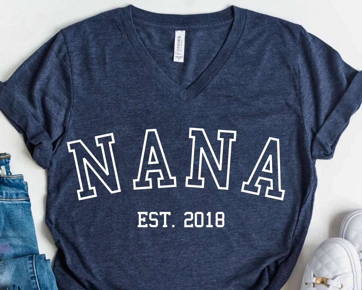 Personalized Nana Est Date Shirt Nana Tshirt Nana Shirt Gift for Nana Nana Tee Nana Est Date Graphic Tee – Aesthetic Look · Must-Have Style