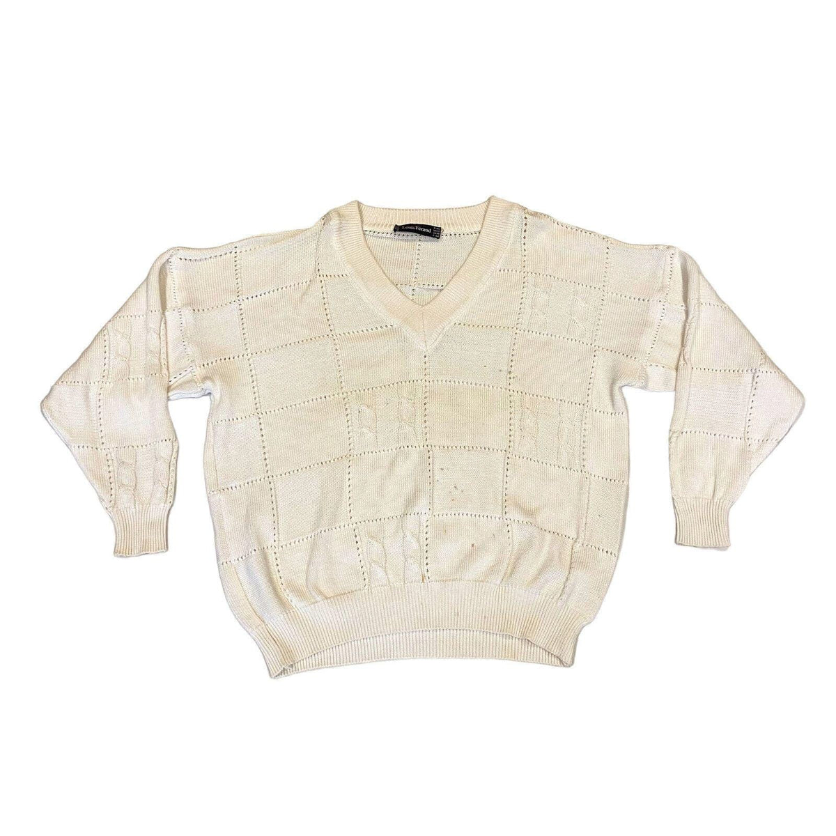 Louis Feraud Womens Jumper Vintage Designer White Knit V Neck Sweater VTG Graphic Tee – Fan Favorite · High-Quality Print
