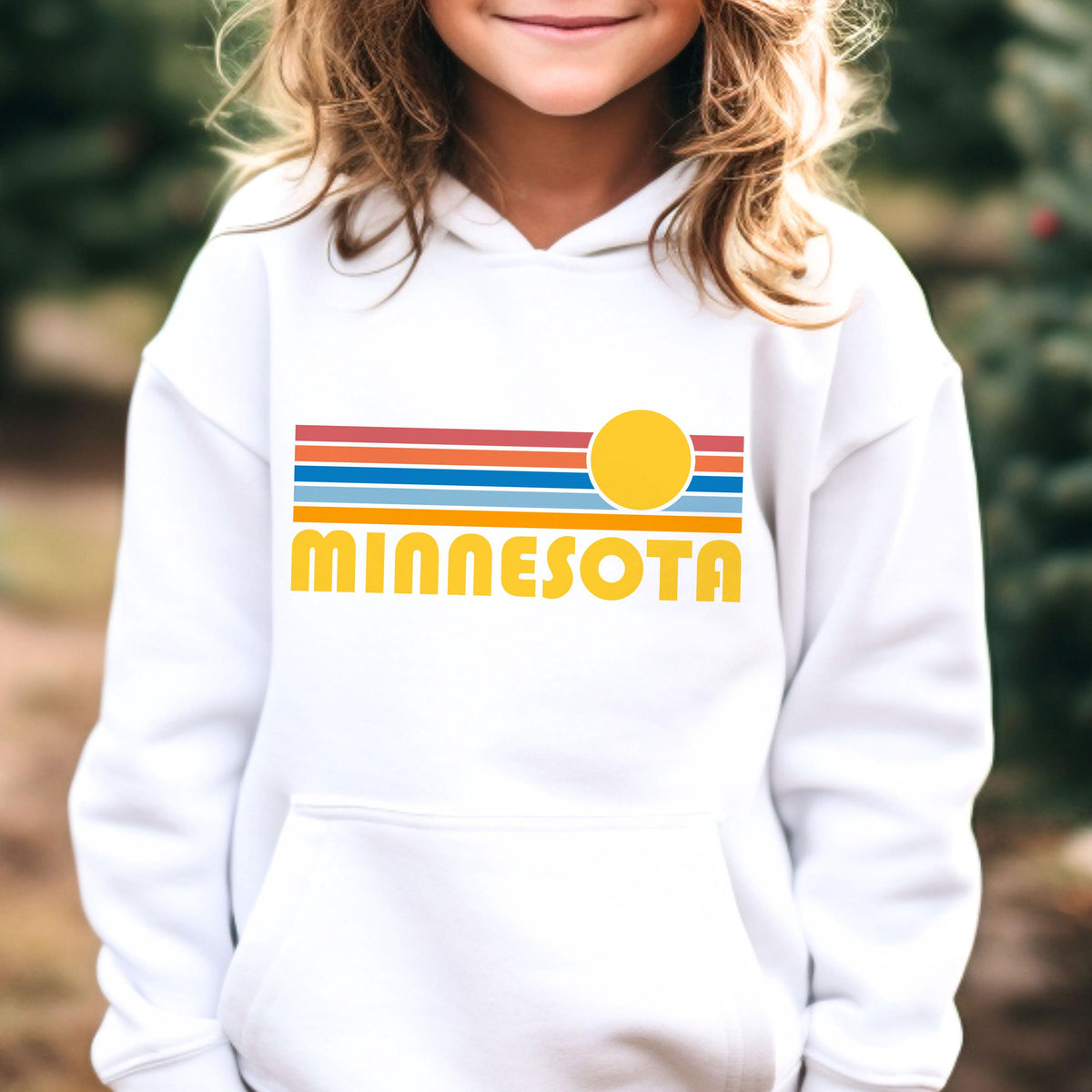 Minnesota Youth Hoodie Retro Sunrise Minnesota Youth Sweatshirt Hoodie – Cozy Vibes · Must-Have Style