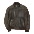 Feraud Brown Leather Jacket Mens High End Designer Biker Casual Full Zip Graphic Tee – Bold Style · High-Quality Print