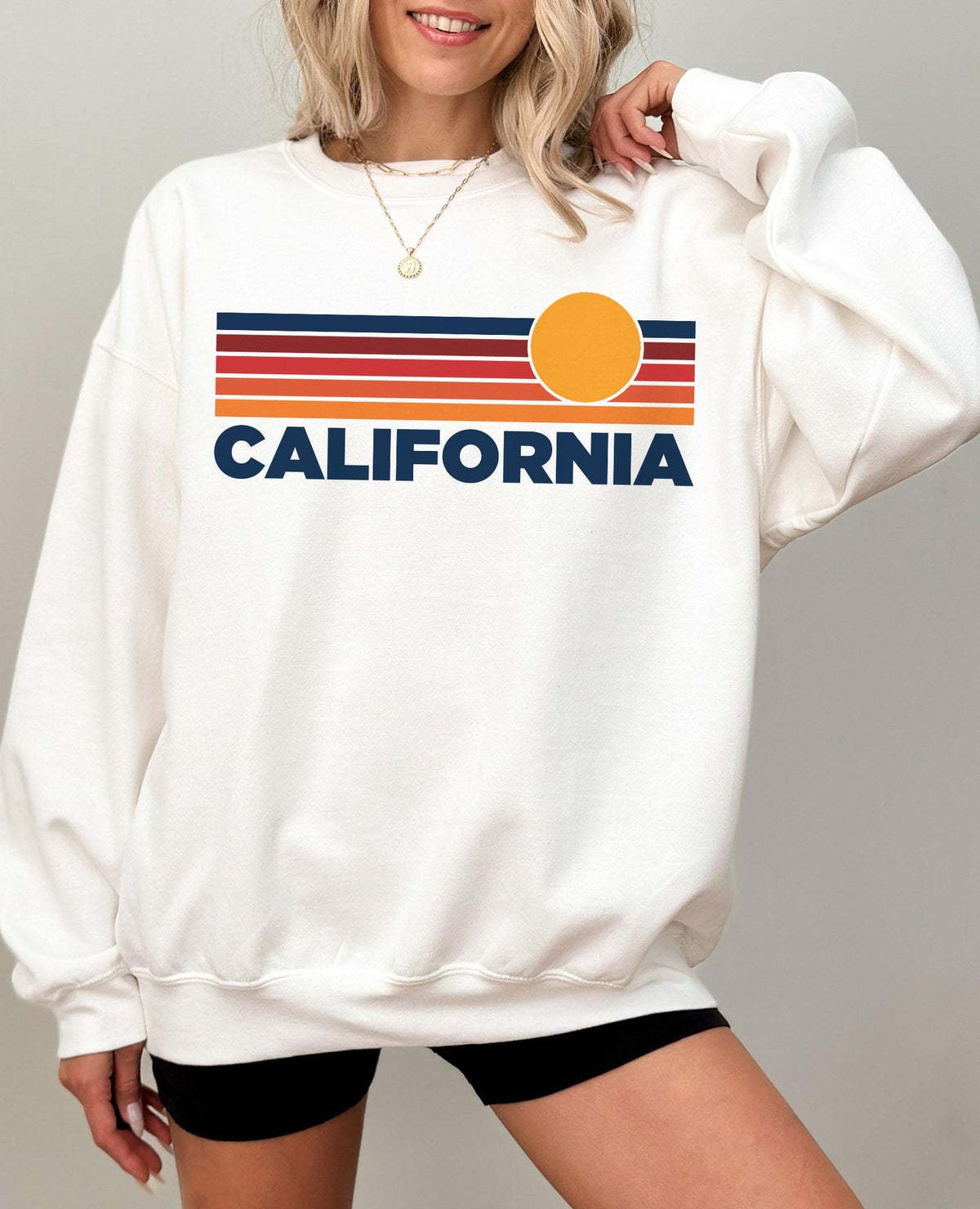 California Sweatshirt Retro Sun Unisex Vintage California Inspired Warm Pullover Jumper Personalization Available Sweatshirt – Bold Style · High-Quality Print
