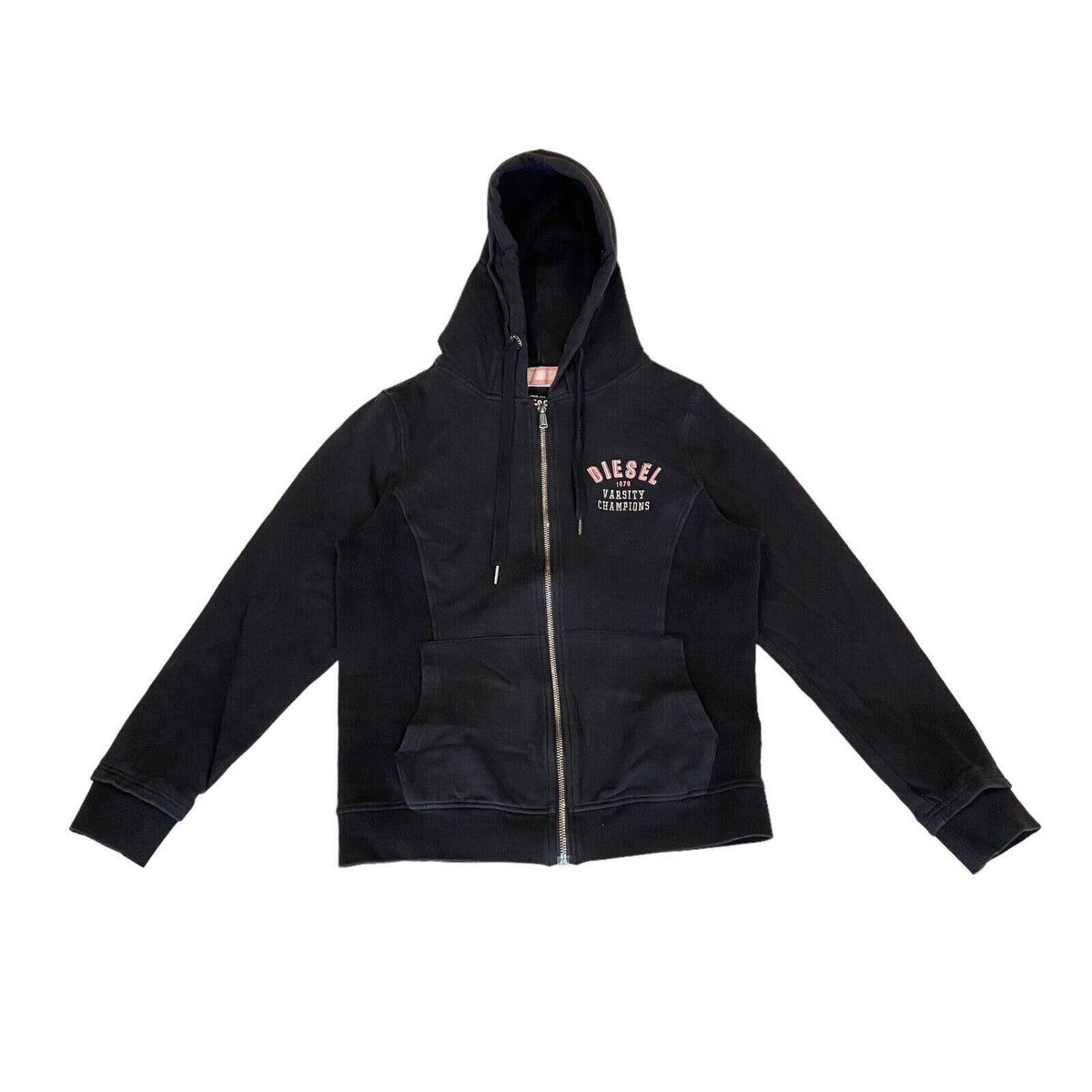 Diesel Womens Black Hoody Vintage Varsity Champions Designer Full Zip Hoodie Hoodie – Aesthetic Look · Great Gift For Fans