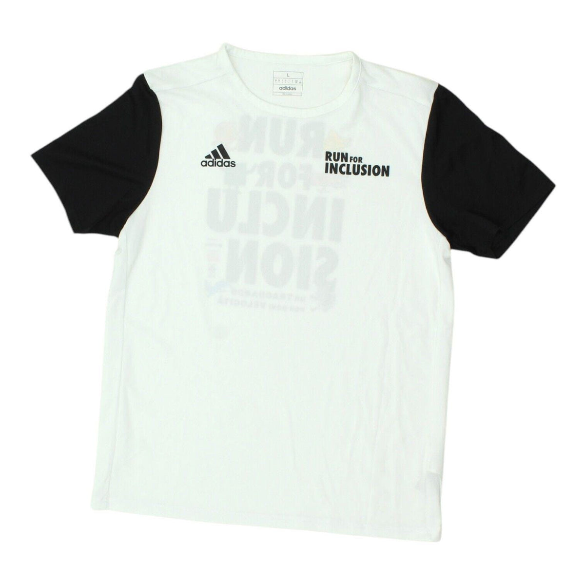 Adidas Mens White Tshirt Run For Inclusion Crew Neck Running Short Sleeve Graphic Tee – Soft Feel · Trending Graphic Apparel