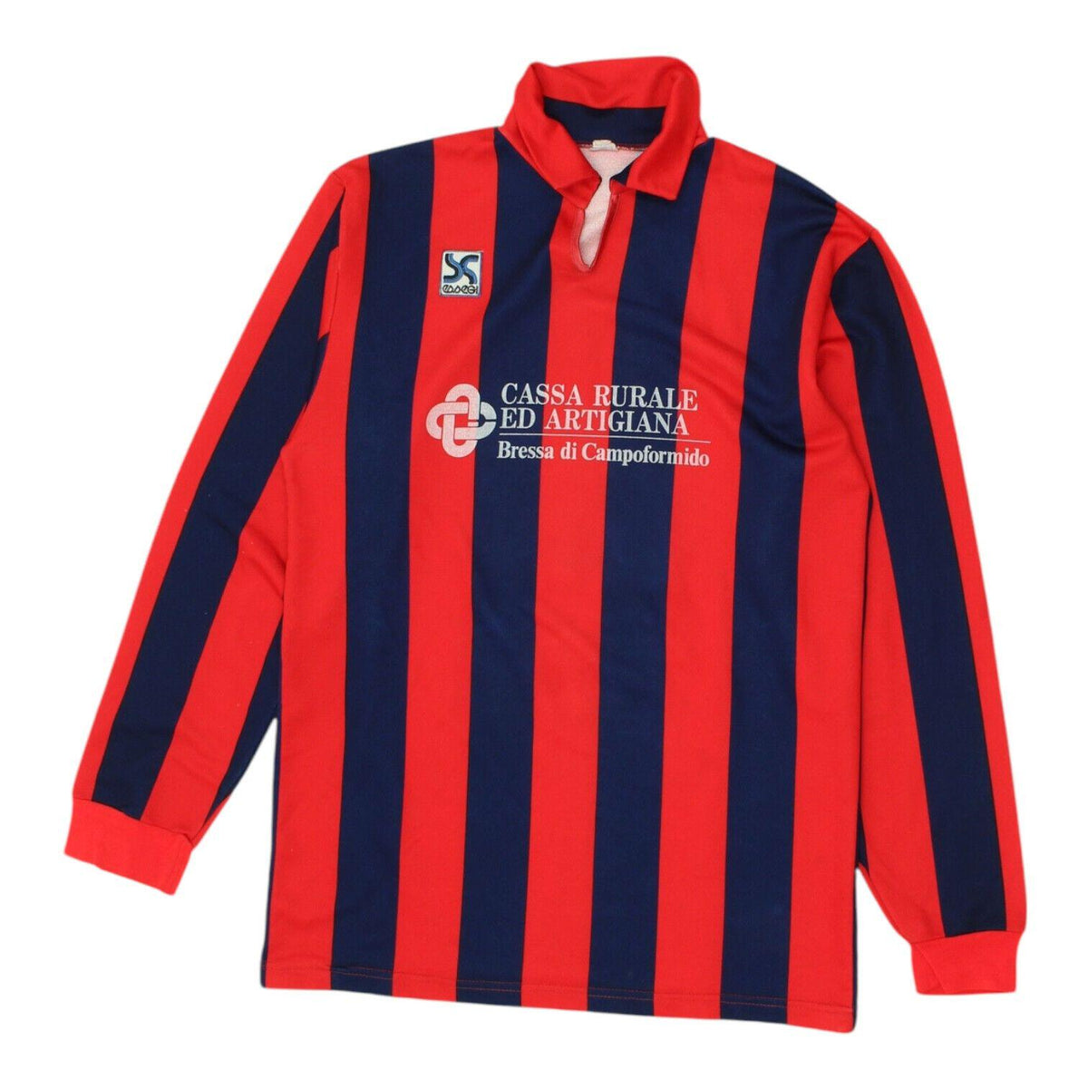 Vintage 80s Football Shirt Essegi Mens Red Striped Football Long Sleeve Collar Graphic Tee – Premium Graphic · Trending Graphic Apparel