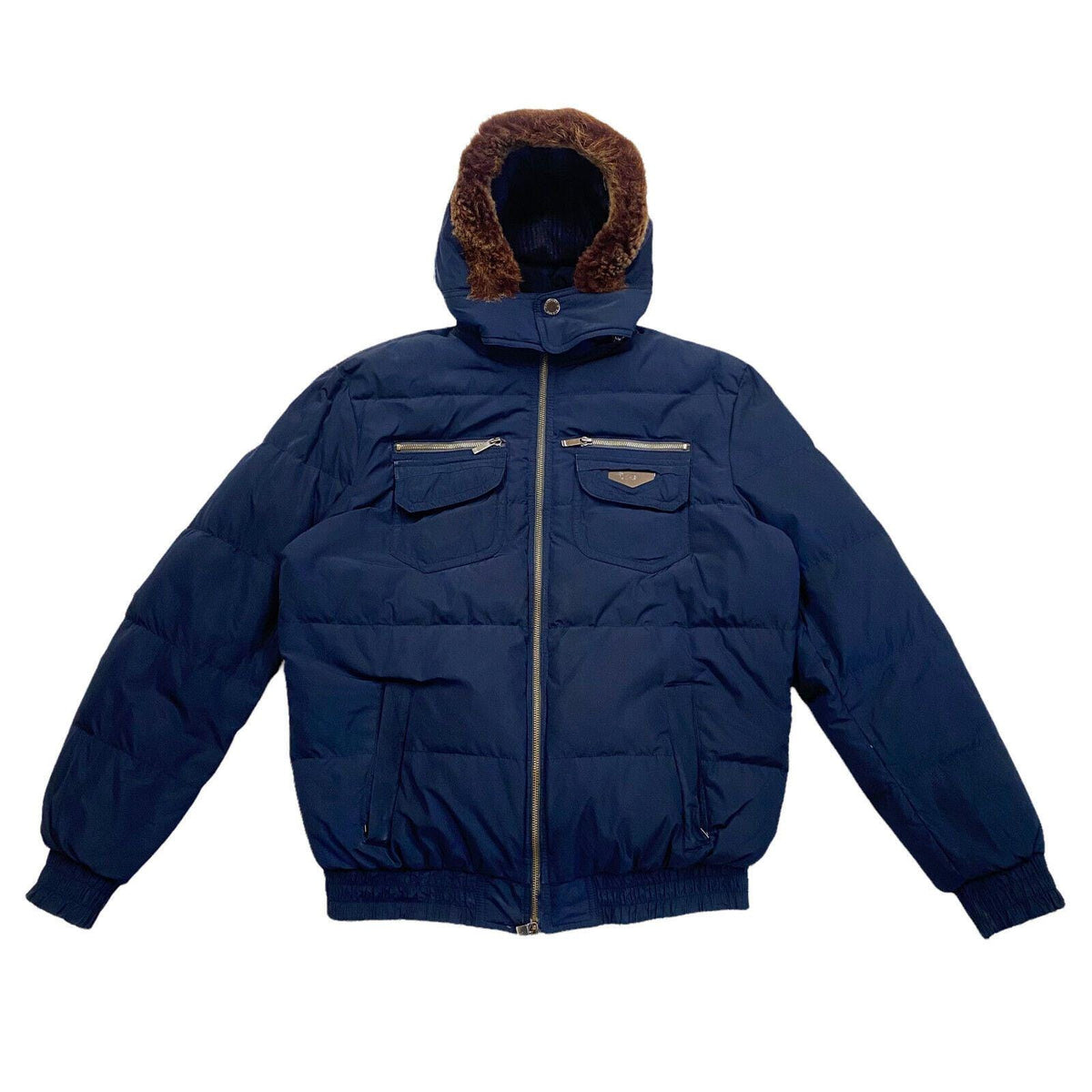 Harmont Blaine Puffer Jacket Vintage Mens Designer Navy Down Padded Fur Trim Graphic Tee – Cozy Vibes · Must-Have Style