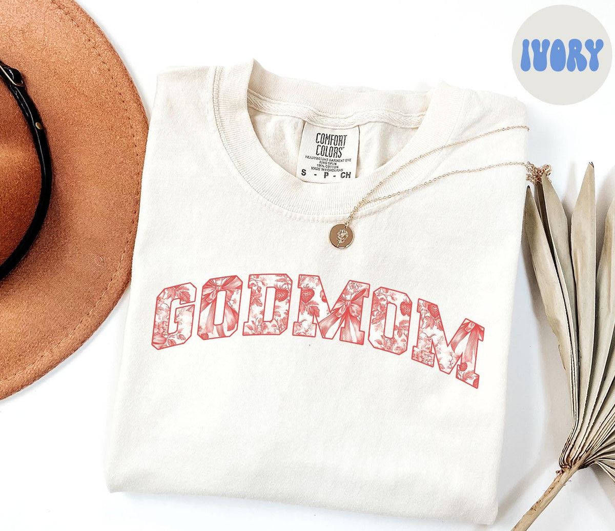 Godmom Shirt Mother39s Day Gifts Godmom Tees Godmom Gifts Strawberry Toile Red Toile Godmom Tshirts Strawberry Godmom Shirts Graphic Tee – Cozy Vibes · Great Gift For Fans