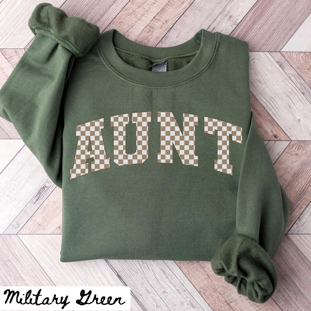 Aunt Sweatshirt Mother39s Day Gifts Aunt Crewneck Aunt Shirts Aunt Gifts Checkered Sweatshirt – Aesthetic Look · Perfect For Daily Wear
