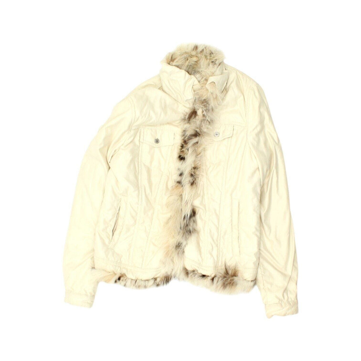 Byblos Blu Quilted Jacket Vintage Womens Beige Fur Trim Designer Outerwear Graphic Tee – Easygoing Wear · Top Pick For Any Outfit