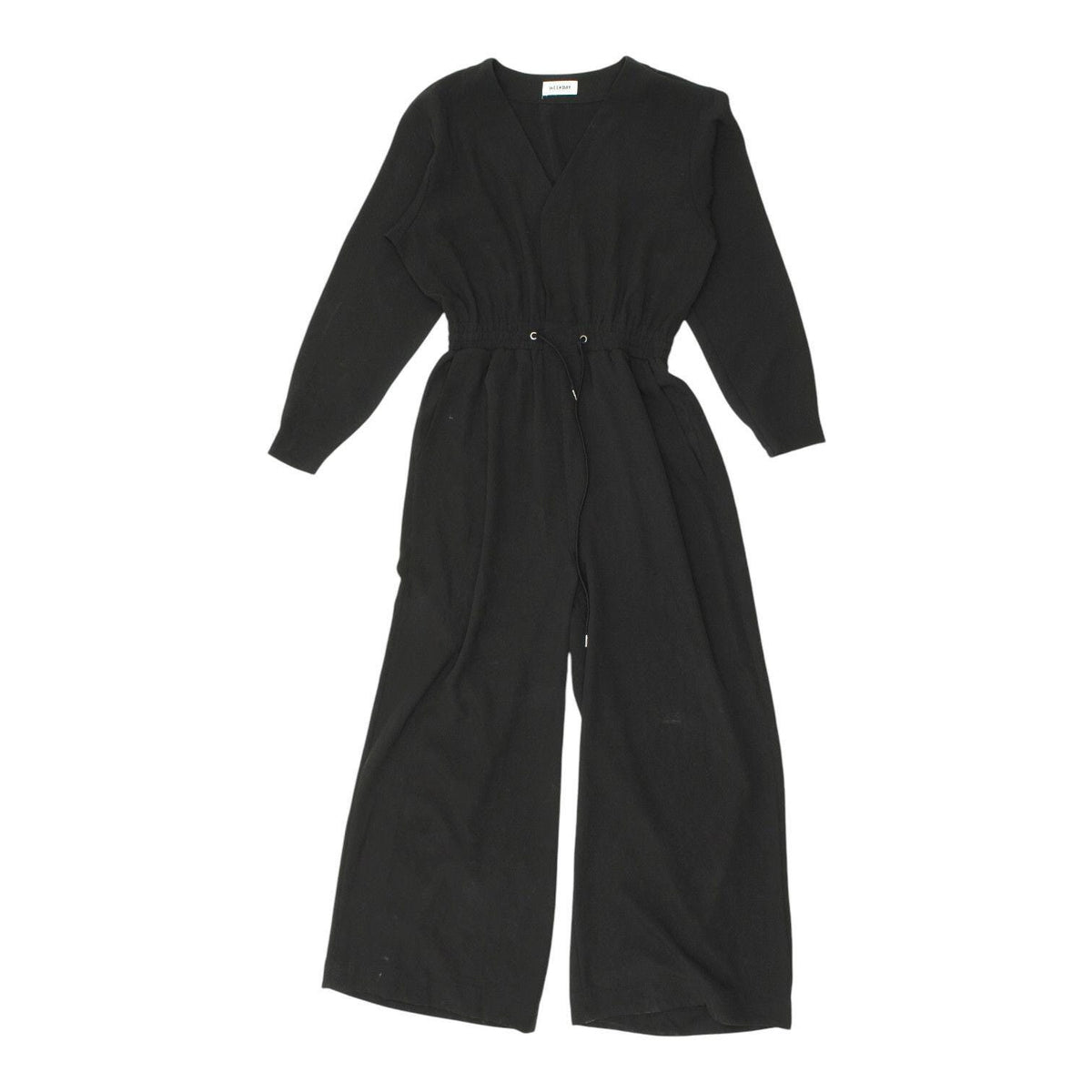 Weekday Womens Black Jumpsuit 1 Piece Designer V Neck Casual Designer Wide Leg Graphic Tee – Bold Style · Great Gift For Fans