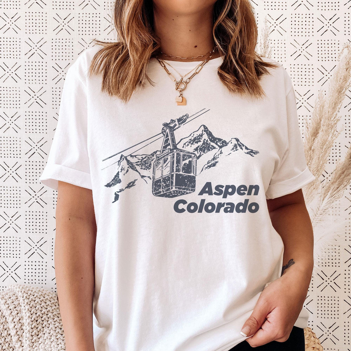 Aspen Graphic Tee Retro Ski Lift Adult Unisex Aspen Colorado T Shirt Personalization Available Graphic Tee – Warm & Stylish · Trending Graphic Apparel