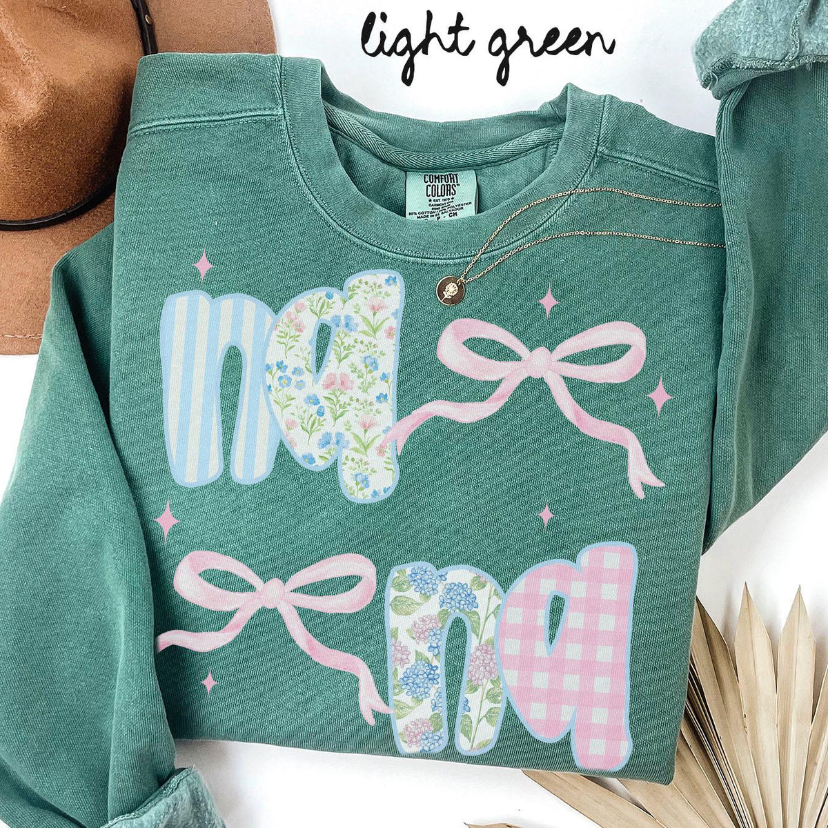 Nana Comfort Colors Sweatshirt Grandma Crewneck Mother39s Day Gifts New Grandmother Shirt Womens Bows Sweatshirt – Feel-Good Design · Perfect For Daily Wear
