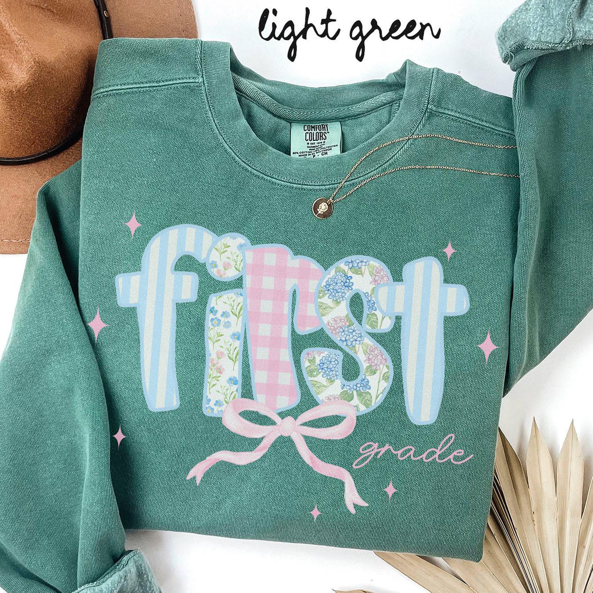 First Grade Comfort Colors Sweatshirt Teacher Team Shirts 1st Grade Crewneck Back to School First Grade Department Gifts Crew Sweatshirt – Easygoing Wear · Must-Have Style