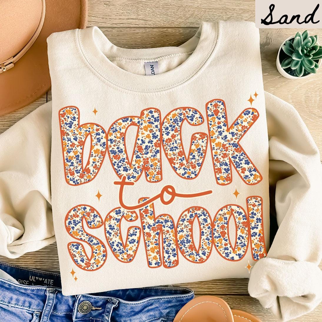 Back to School Sweatshirt Teacher Shirt First Day of School Crewneck 1st Day of School Welcome Back to School Gift Ditsy Sweatshirt – Fan Favorite · High-Quality Print