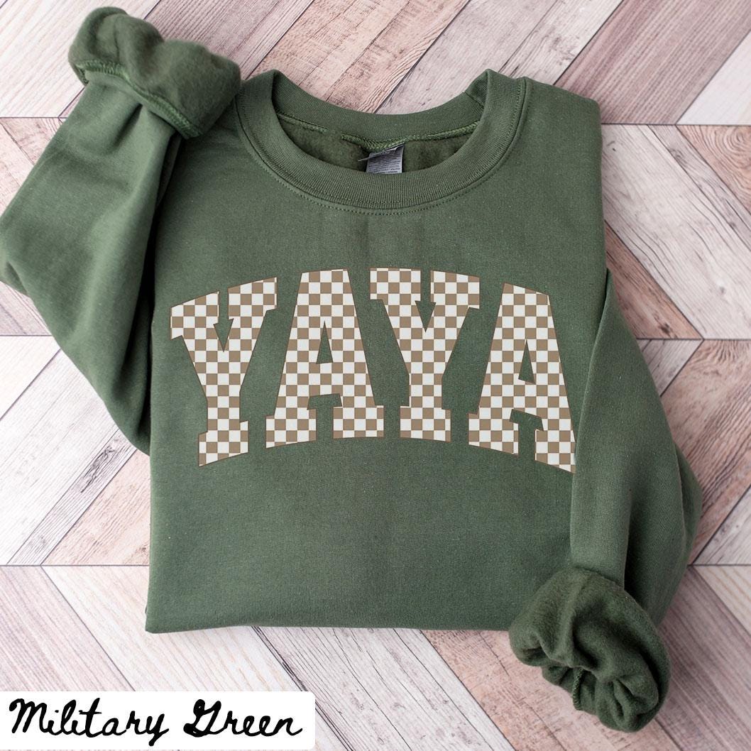 Yaya Sweatshirt Mother39s Day Gifts Yaya Crewneck Yaya Shirts Yaya Gifts Checkered Sweatshirt – Cozy Vibes · Perfect For Daily Wear