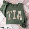 Tia Sweatshirt Mother39s Day Gifts Tia Crewneck Tia Shirts Tia Gifts Checkered Sweatshirt – Feel-Good Design · High-Quality Print