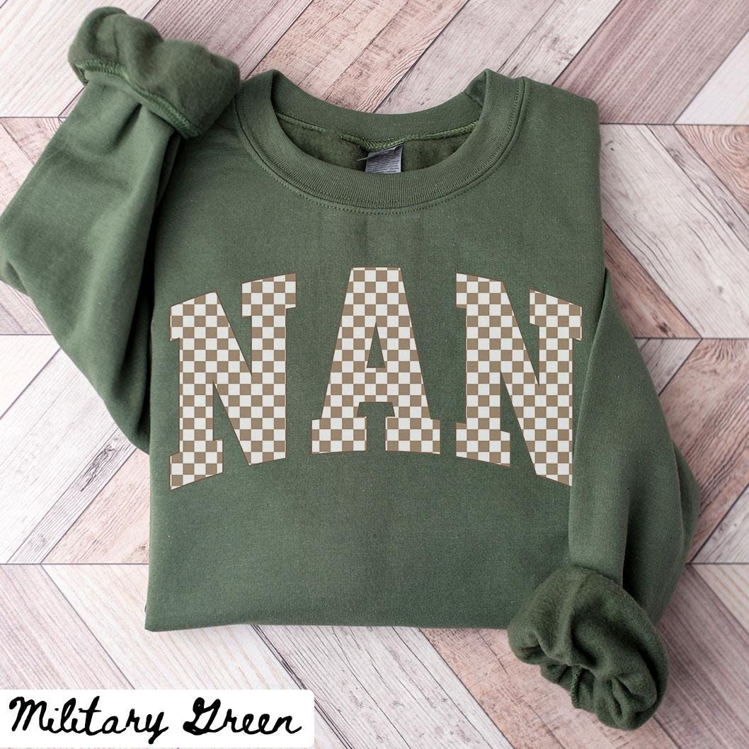 Nan Sweatshirt Mother39s Day Gifts Nan Crewneck Nan Shirts Nan Gifts Checkered Sweatshirt – Cozy Vibes · Top Pick For Any Outfit