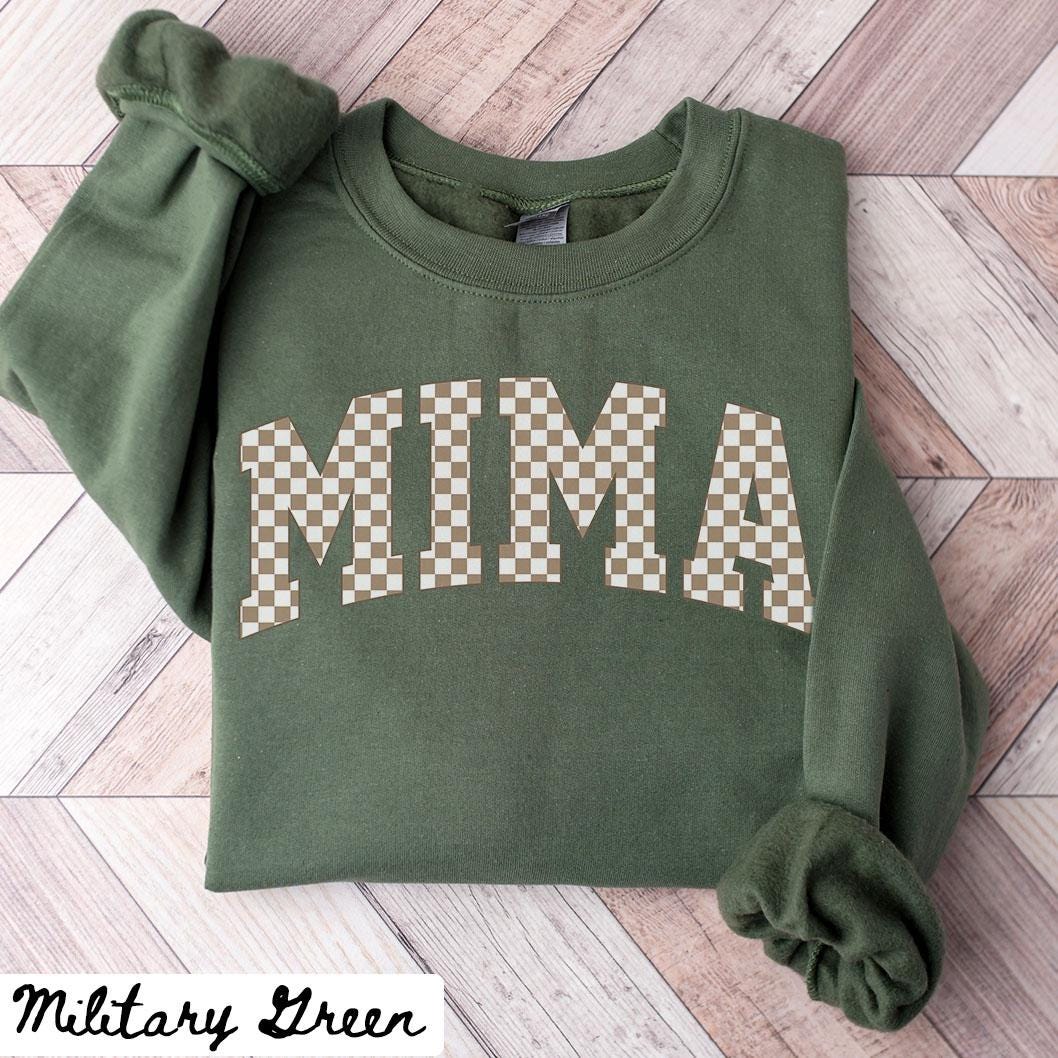 Mima Sweatshirt Mother39s Day Gifts Mima Crewneck Mima Shirts Mima Gifts Checkered Sweatshirt – Fan Favorite · Must-Have Style