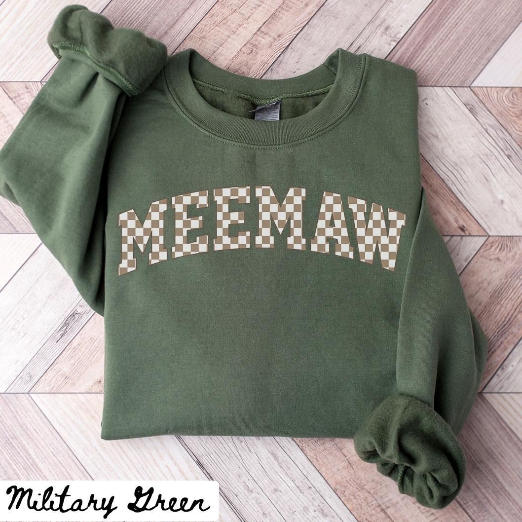 Meemaw Sweatshirt Mother39s Day Gifts Meemaw Crewneck Meemaw Shirts Meemaw Gifts Checkered Sweatshirt – Everyday Comfort · Trending Graphic Apparel