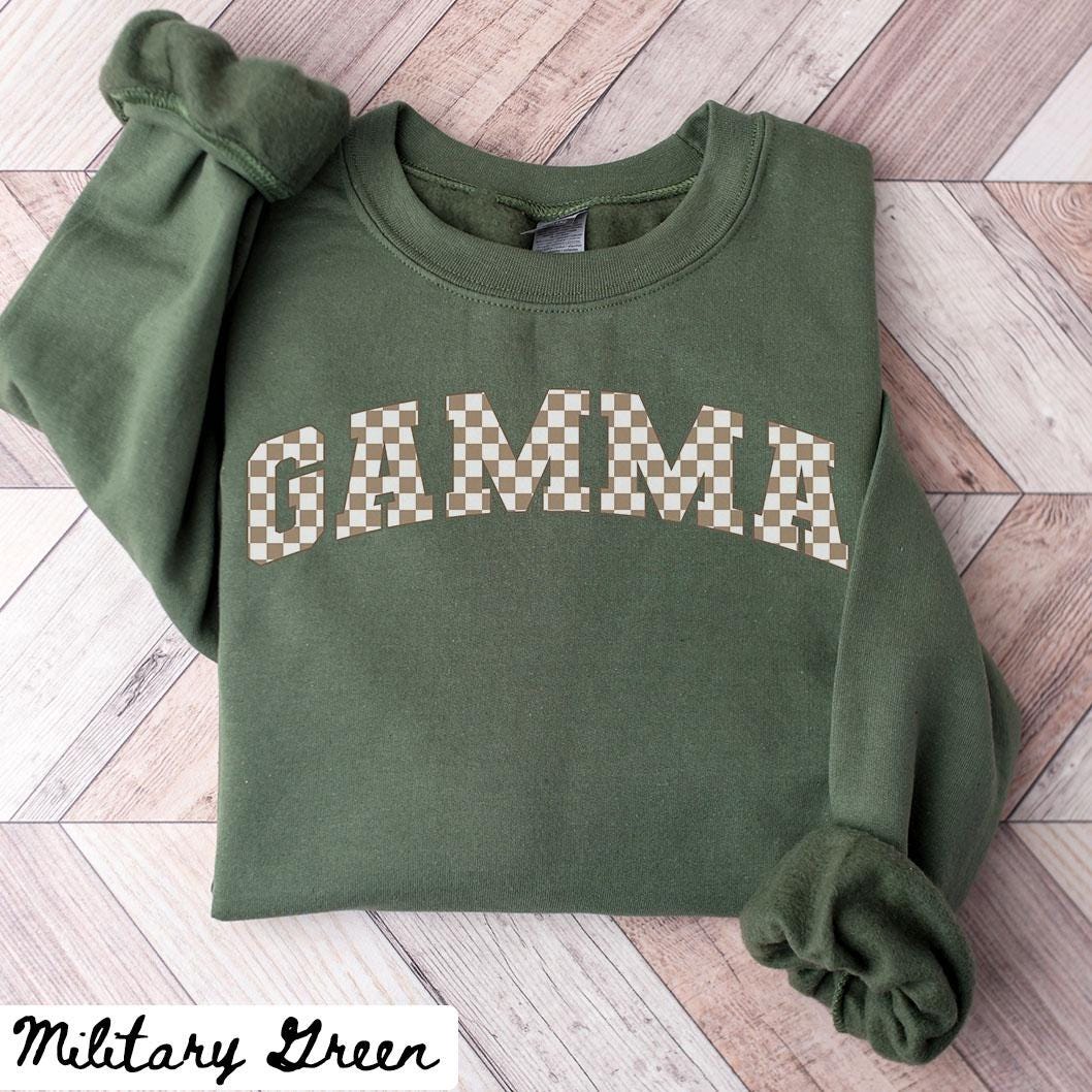 Gamma Sweatshirt Mother39s Day Gifts Gamma Crewneck Gamma Shirts Gamma Gifts Checkered Sweatshirt – Warm & Stylish · Top Pick For Any Outfit