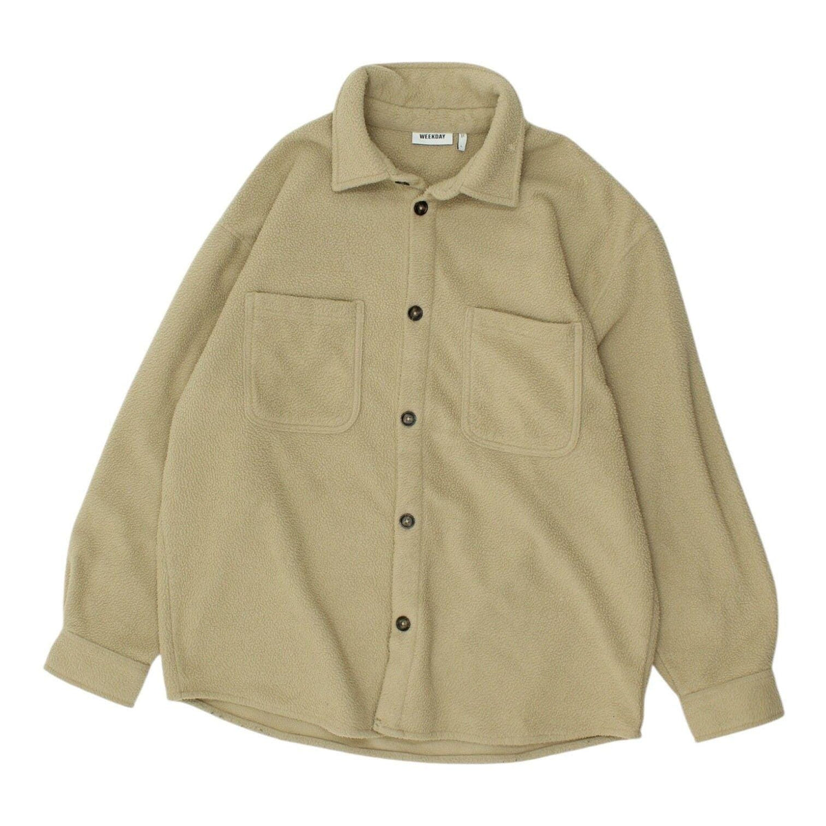Weekday Fleece Shirt Jacket Mens Casual Designer Beige Button Up Shacket Graphic Tee – Easygoing Wear · Must-Have Style