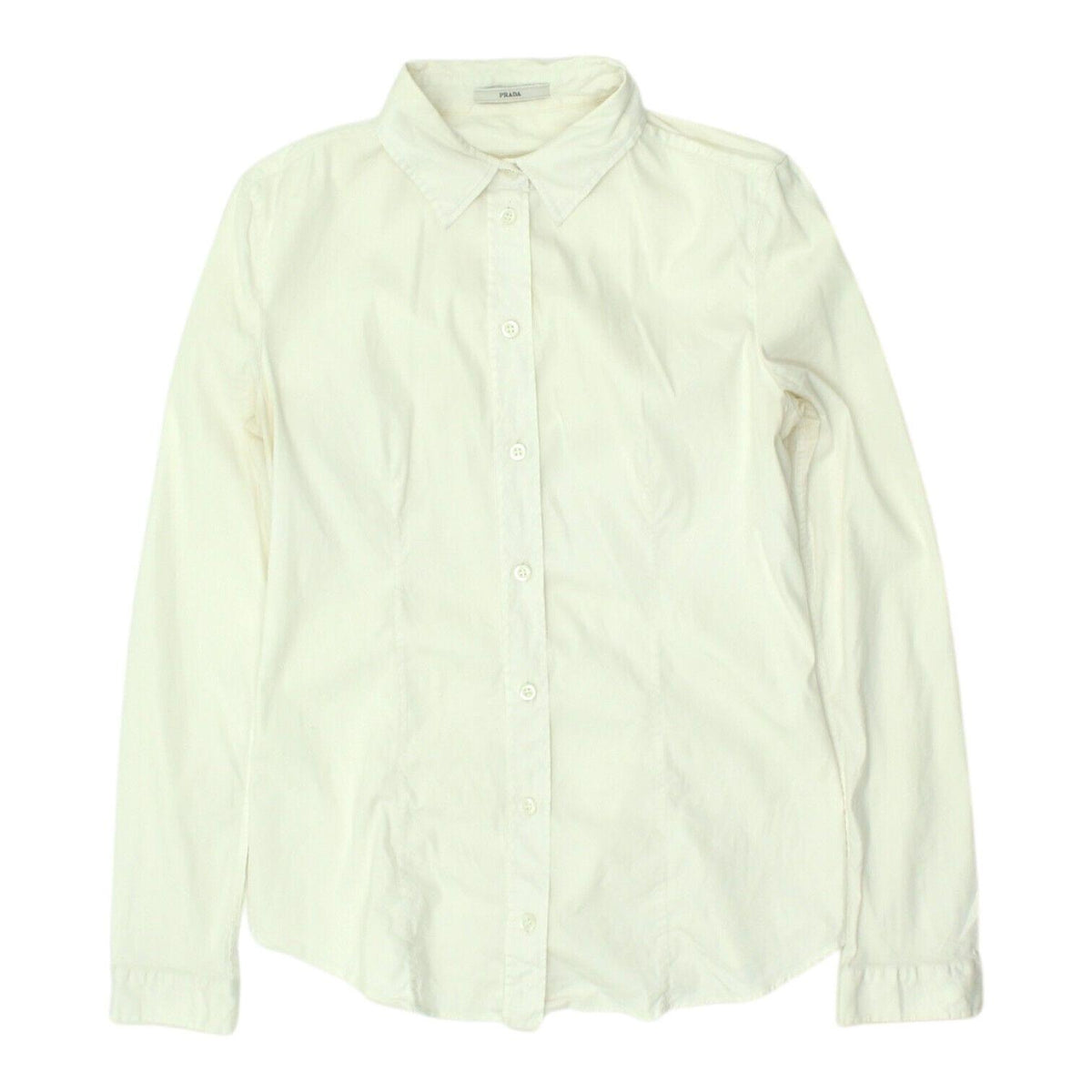 Prada Womens White Shirt High End Designer Button Up Formal Long Sleeve Collar Graphic Tee – Easygoing Wear · Trending Graphic Apparel