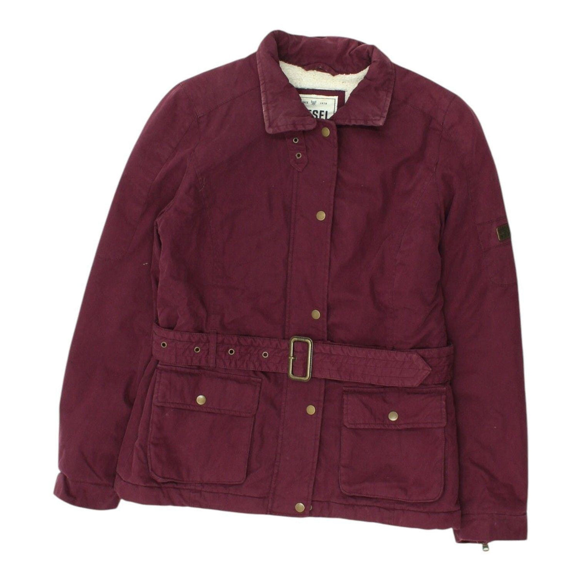 Diesel Womens Purple Jacket Vintage Outerwear Zip Up Casual Streetwear Graphic Tee – Aesthetic Look · High-Quality Print