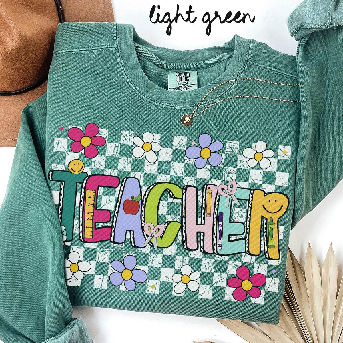 Comfort Colors Teacher Team Sweatshirt Teacher Crew Sweatshirt Back to School Crewneck Group Tee Teacher Department Gifts Sweatshirt – Aesthetic Look · Trending Graphic Apparel