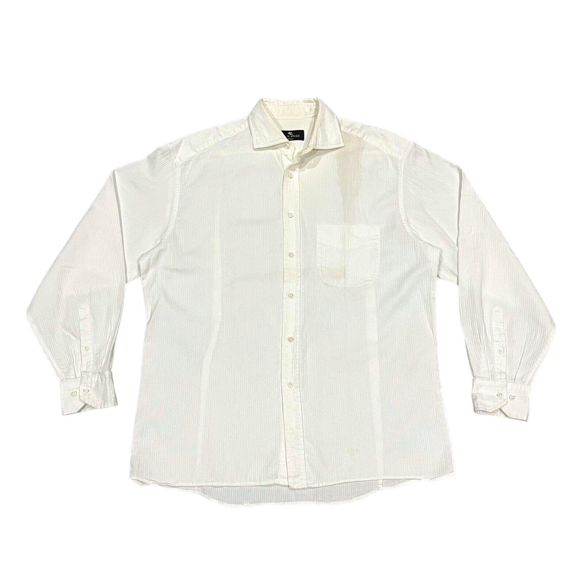 Etro Mens White Shirt Vintage High End Pin Stripe Designer Spread Collar Graphic Tee – Warm & Stylish · Perfect For Daily Wear