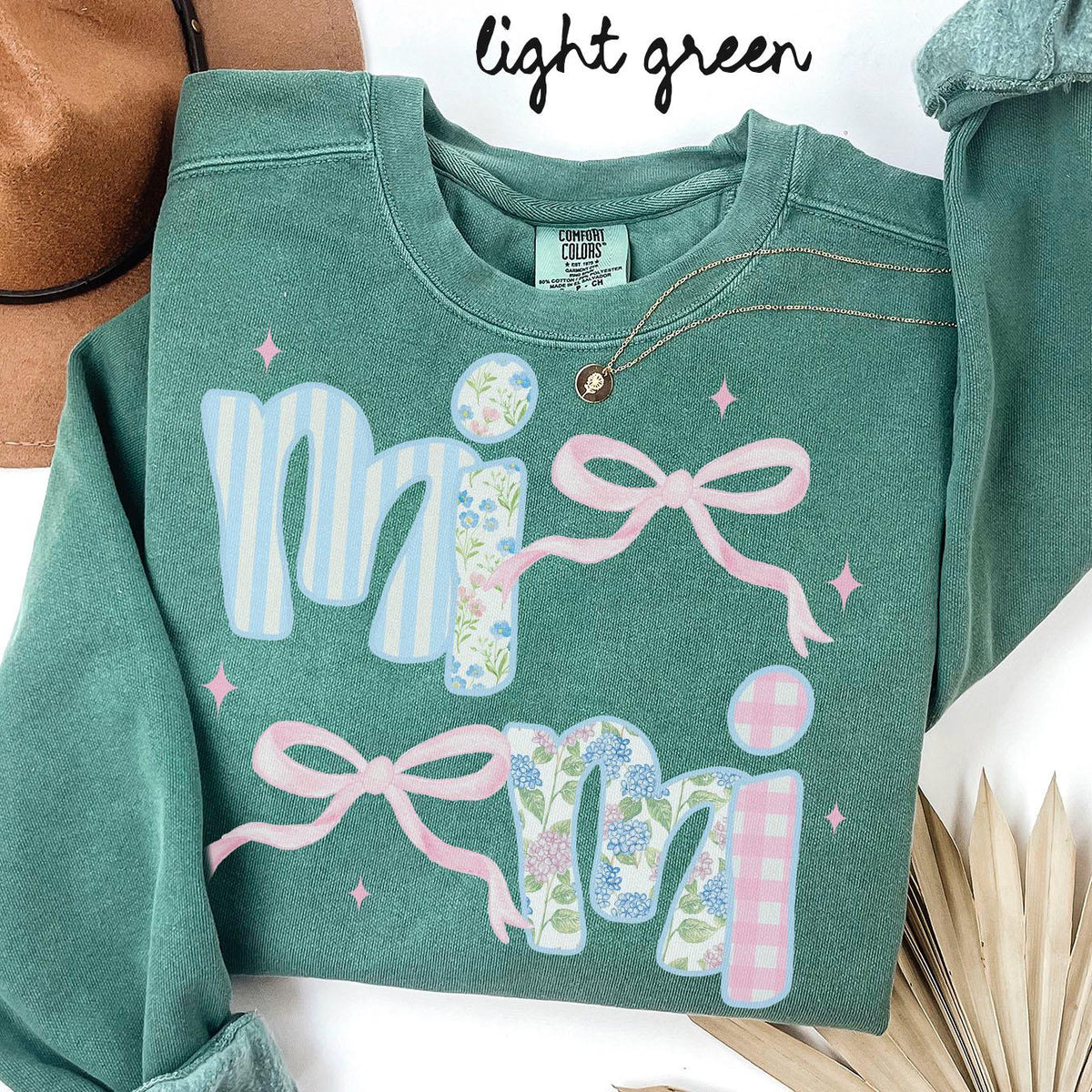 Mimi Comfort Colors Sweatshirt Grandma Crewneck Mother39s Day Gifts New Grandmother Shirt Womens Bows Sweatshirt – Fan Favorite · High-Quality Print