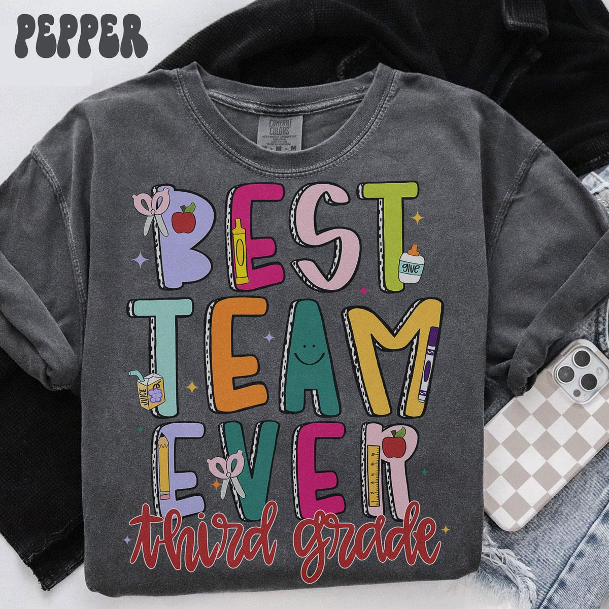 Comfort Colors Third Grade Shirt Teacher Tee 3rd Grade TShirt Back to School Third Grade Department Gifts Crew Squad Graphic Tee – Cozy Vibes · High-Quality Print