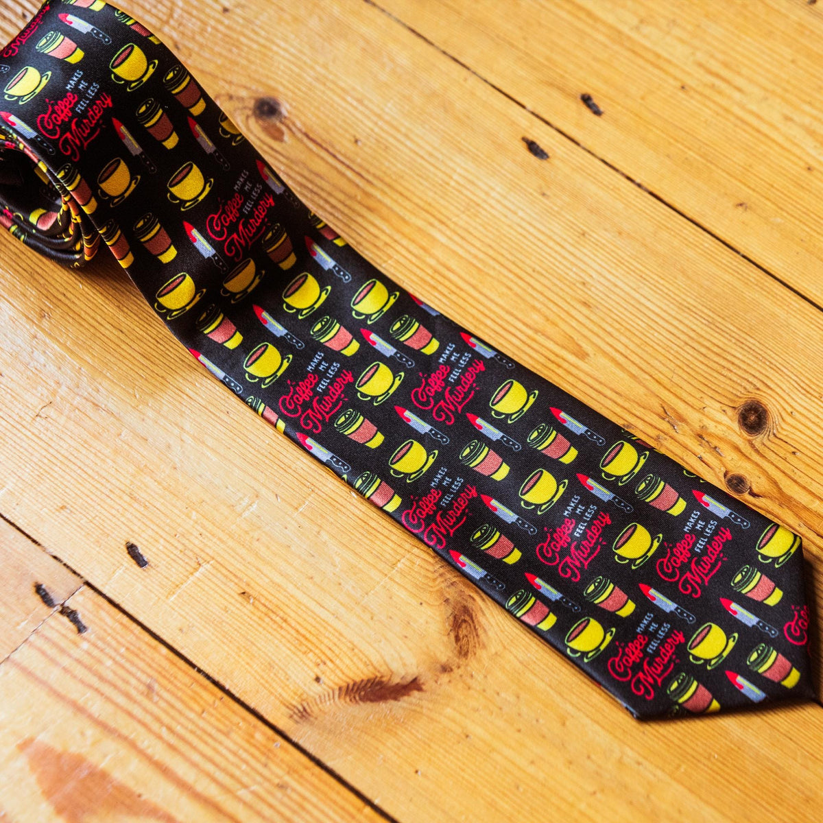 Father39s Day Gift Coffee Makes Me Less Murdery Retirement Gift Gifts For Grandpa Funny Neckties Coffee Lover Ties True Crime Ties Graphic Tee – Bold Style · Top Pick For Any Outfit