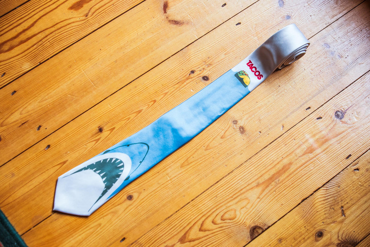 Gifts For Shark Lovers Father39s Day Gift Taco Shark Necktie For Work Gift For Dad Pun Gifts Funny Neckties Taco Necktie Taco Lover Graphic Tee – Soft Feel · High-Quality Print