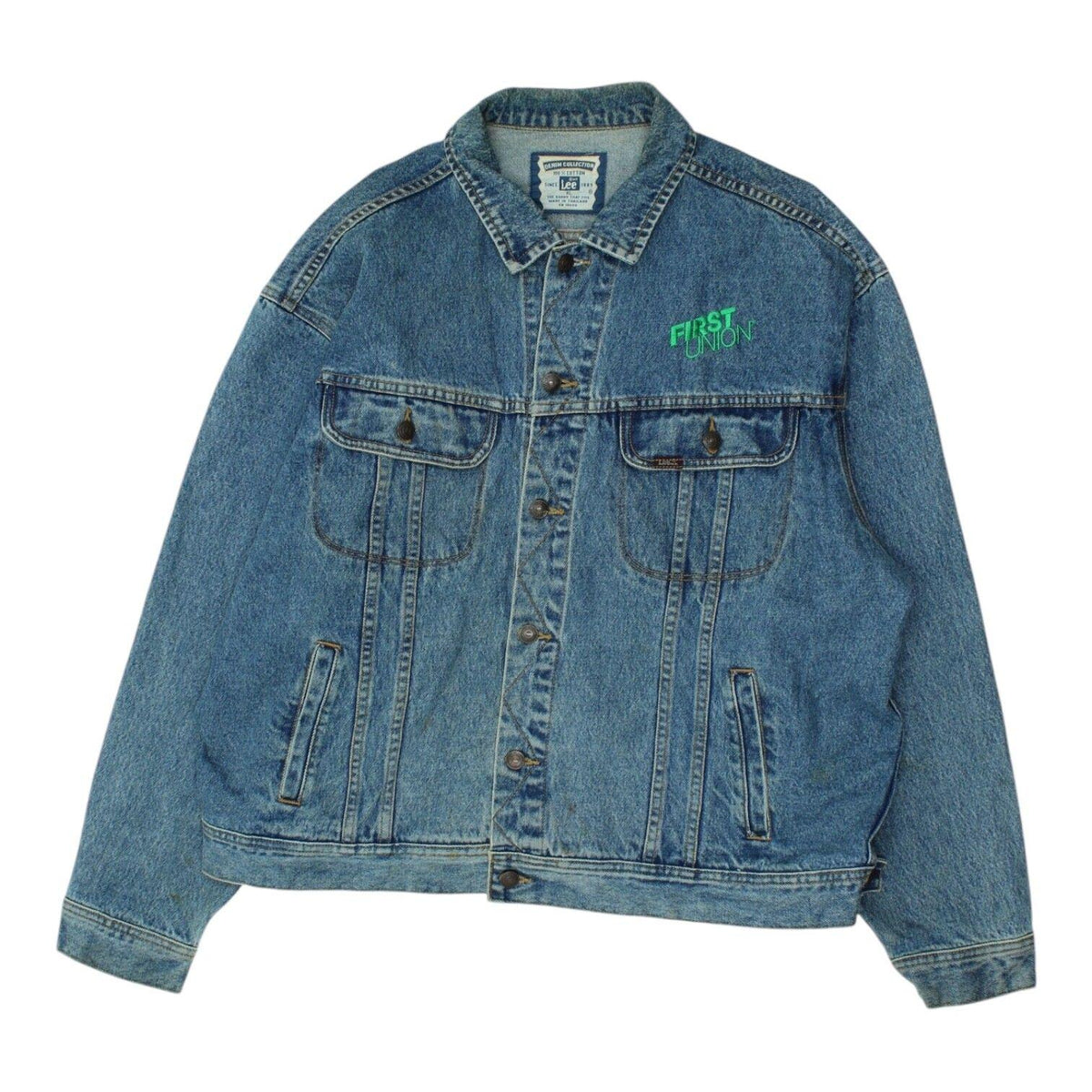 Lee Denim Jean Jacket Vintage Mens Designer Blue Button Up First Union Collar Graphic Tee – Feel-Good Design · Top Pick For Any Outfit