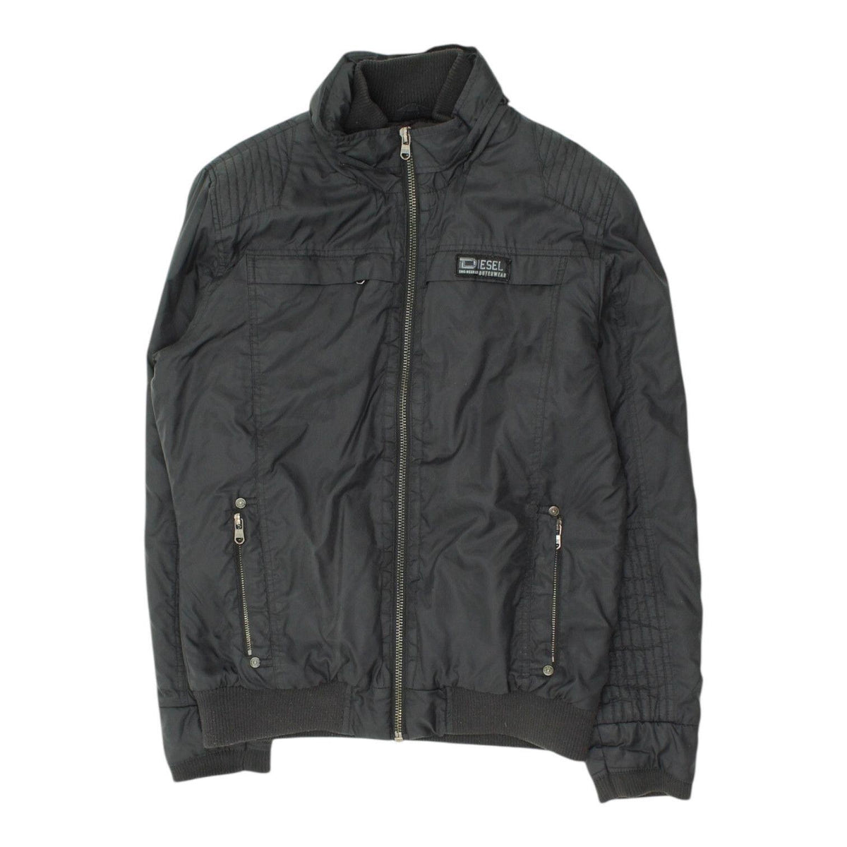 Diesel Mens Quilted Jacket Casual Black Designer Bomber Style Full Zip Graphic Tee – Fan Favorite · Great Gift For Fans