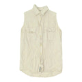 Australian Womens Sleeveless Shirt Vintage Button Up Beige Summer Top Casual Graphic Tee – Aesthetic Look · Perfect For Daily Wear
