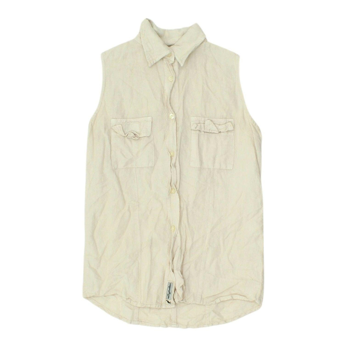 Australian Womens Sleeveless Shirt Vintage Button Up Beige Summer Top Casual Graphic Tee – Aesthetic Look · Perfect For Daily Wear